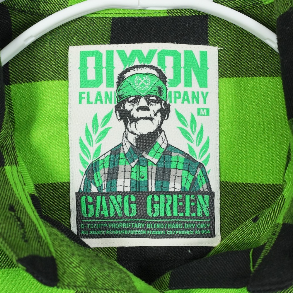 Dixxon Flannel Co Gang Green Buffalo Plaid Button Up Shirt Womens Medium Neon - Picture 3 of 8